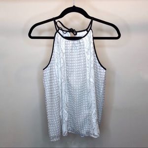 LOFT White And Black Lace Sleeveless Top